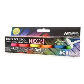 Tinta Acrílica Nature Neon Kit com 6 Cores 10 Ml Acrilex