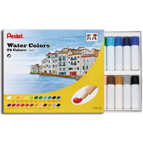 Tinta Aquarela Pentel 24 Cores Water Colors Htp-24
