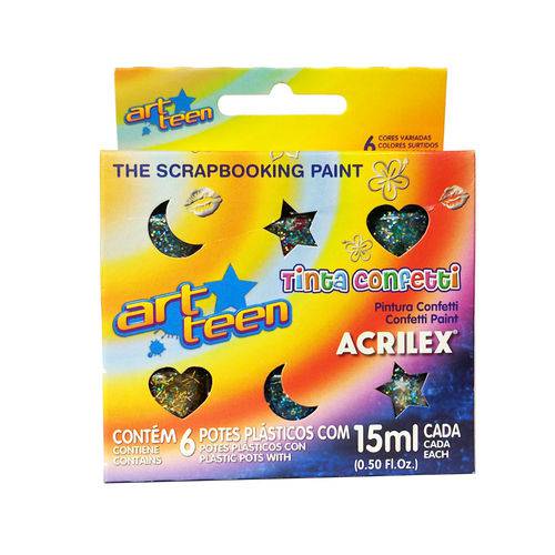 Tinta Confetti com 6 Cores - Acrilex