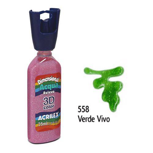 Tinta Dimensional Acqua 3D Relevo Verde Vivo Acrilex 558