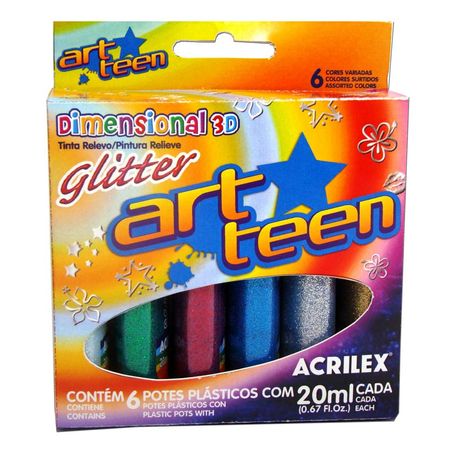 Tinta Dimensional Glitter - 6 Cores