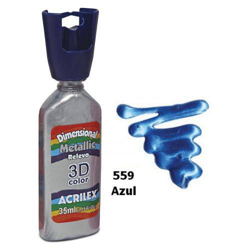 Tinta Dimensional Metallic 3d Relevo Azul Acrilex 559