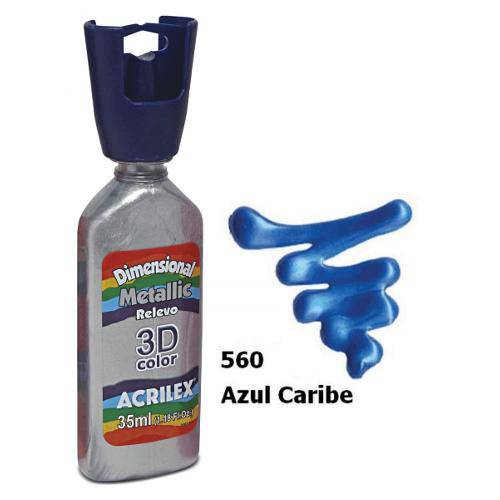Tinta Dimensional Metallic 3d Relevo Azul Caribe Acrilex 560
