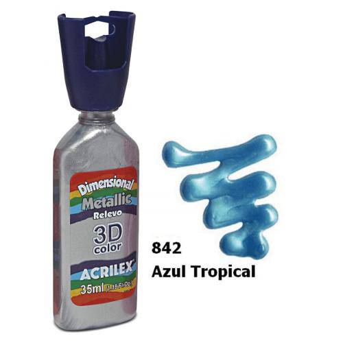 Tinta Dimensional Metallic 3d Relevo Azul Tropical Acrilex 842