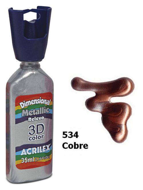 Tinta Dimensional Metallic 3d Relevo Cobre Acrilex 534