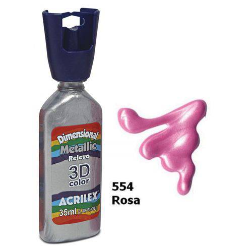 Tinta Dimensional Metallic 3d Relevo Rosa Acrilex 554