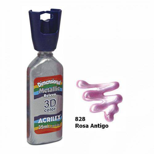 Tinta Dimensional Metallic 3d Relevo Rosa Antigo Acrilex 828