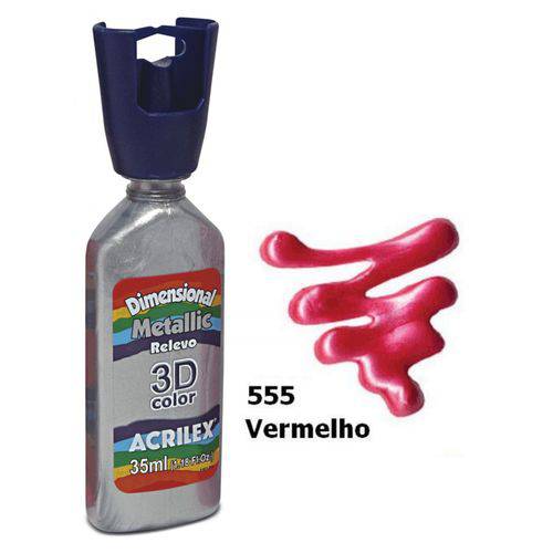 Tinta Dimensional Metallic 3d Relevo Vermelho Acrilex 555