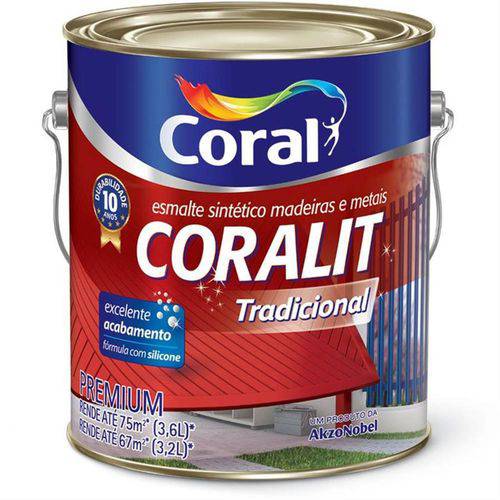 Tinta Esmalte Sintético Coralit Tradicional Brilhante para Madeira e Metal Laranja 3,6 Litros - CORA