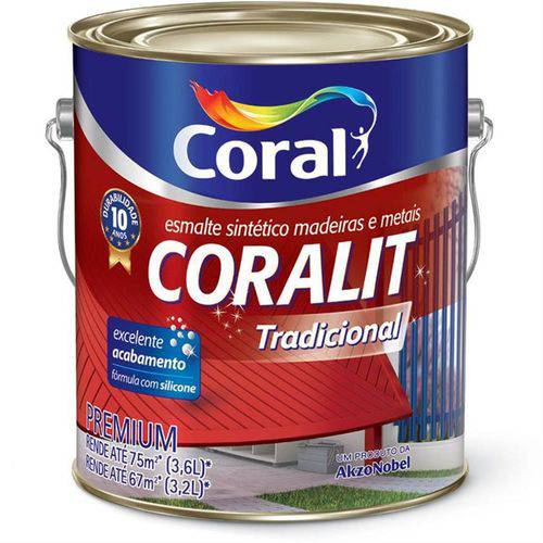 Tinta Esmalte Sintético Coralit Tradicional Brilhante para Madeira e Metal Tabaco 3,6 Litros - CORAL