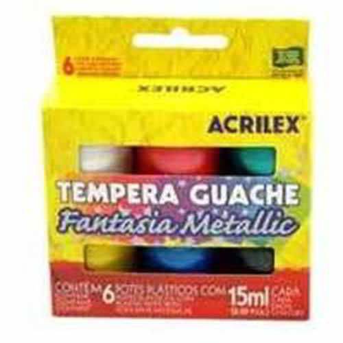 Tinta Guache 15Ml 6 Cores Acrilex Metallic