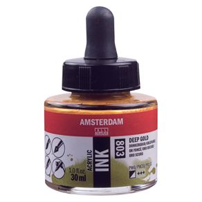 Tinta para Caligrafia Amsterdam Acrylic Ink 30 Ml Talens Avulso DEEP GOLD 803