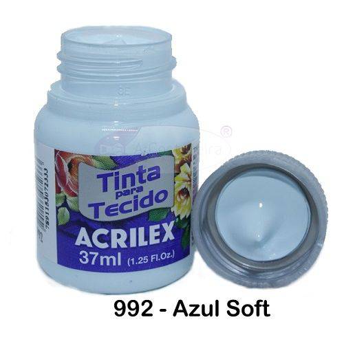 Tinta para Tecido Acrilex Fluor 37ml - 992 Azul Soft