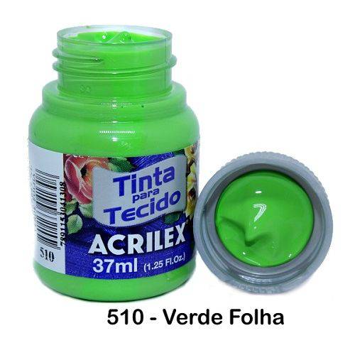 TINTA PARA TECIDO ACRILEX FOSCA 37ML - COR: 510 Verde Folha