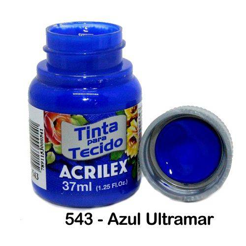 TINTA PARA TECIDO ACRILEX FOSCA 37ML - COR: 543 Azul Ultramar