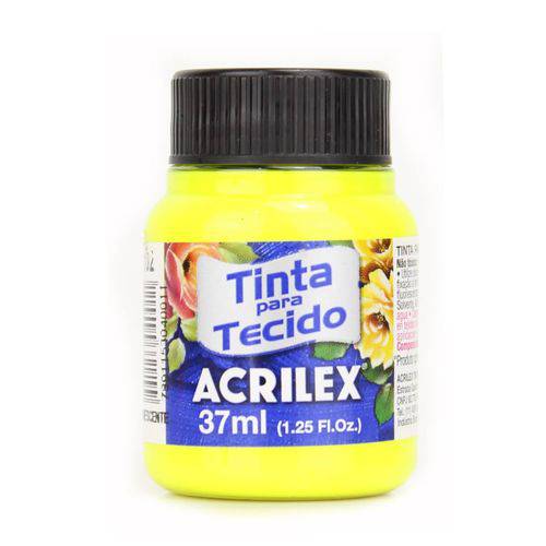 Tinta para Tecido Acrilex Neon 37ml-102-Amarelo Limao