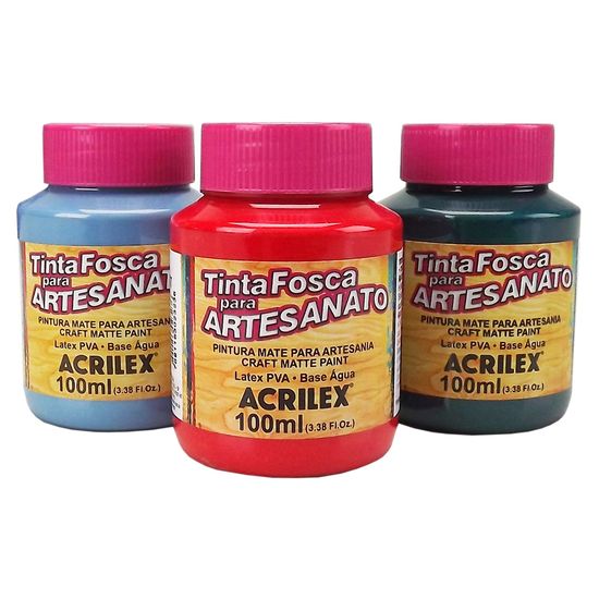 Tinta PVA Fosca para Artesanato Cores Neutras 100ml - Acrilex 507 - Vermelho Fogo