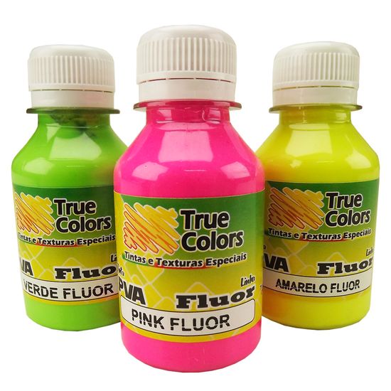 Tinta PVA para Artesanato Fluorescente 100ml - True Colors 7211 - Amarelo
