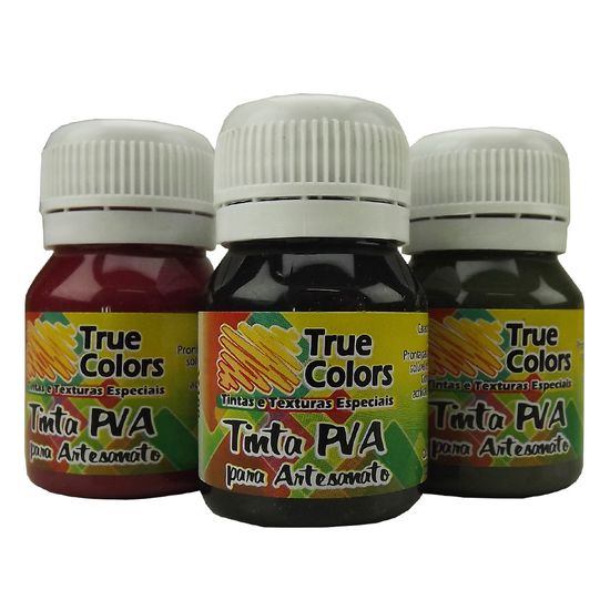 Tinta PVA para Artesanato Fosca 37ml Cores Escuras - True Colors 7100 - Preto