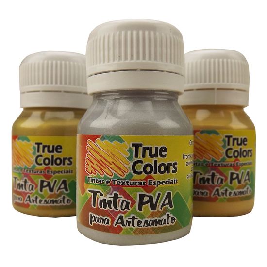 Tinta PVA para Artesanato Metalizada 37ml - True Colors 7991 - Prata Metal
