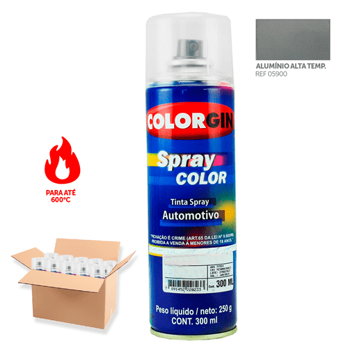 Tinta Spray Automotiva Colorgin Aluminio Alta Temperatura 300mL 12un