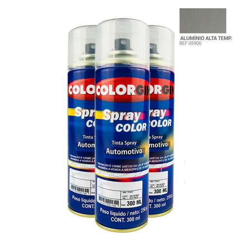 Tinta Spray Automotiva Colorgin Aluminio Alta Temperatura 300mL 3UN