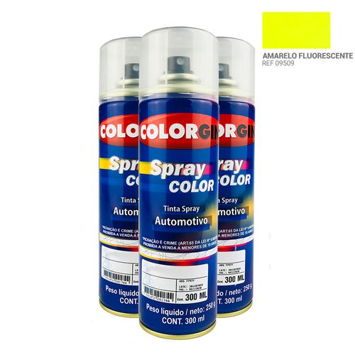 Tinta Spray Automotiva Colorgin Amarelo Fluorescente 300mL 3UN