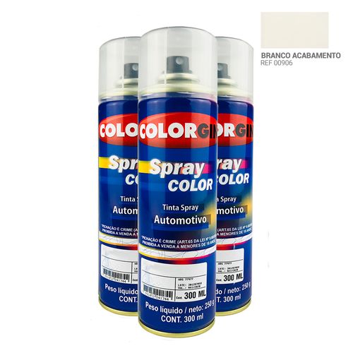 Tinta Spray Automotiva Colorgin Branco Acabamento 300mL 3UN