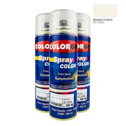 Tinta Spray Automotiva Colorgin Branco Fosco 300mL 3UN