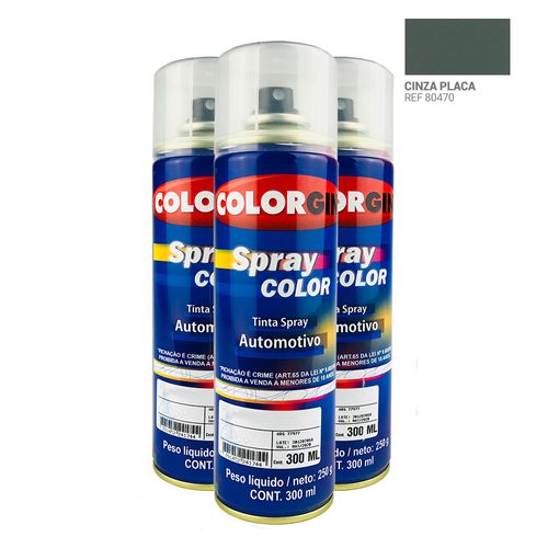 Tinta Spray Automotiva Colorgin Cinza Placa 300mL 3UN