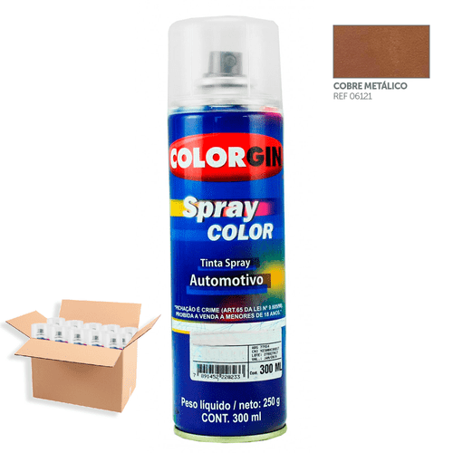 Tinta Spray Automotiva Colorgin Cobre Metalizado 300mL 12Un
