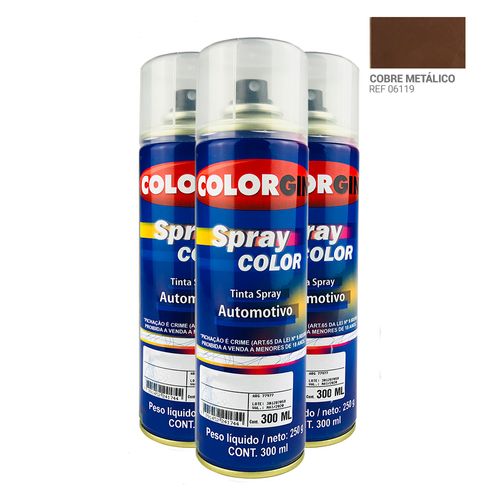 Tinta Spray Automotiva Colorgin Cobre Metalizado 300mL 3UN