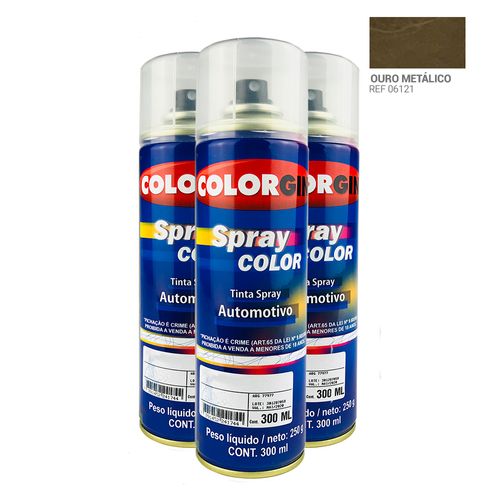 Tinta Spray Automotiva Colorgin Ouro Metalizado 300mL 3UN