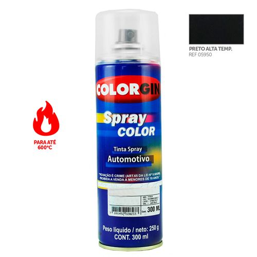 Tinta Spray Automotiva Colorgin Preto Alta Temperatura 300mL