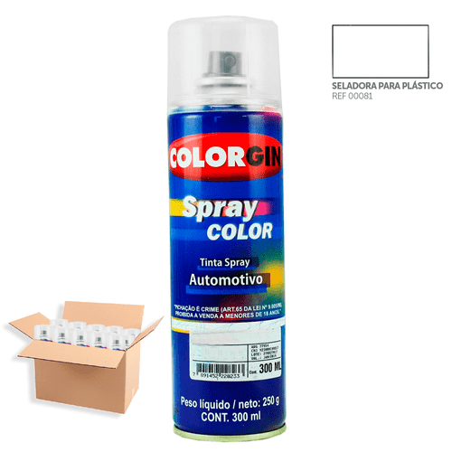 Tinta Spray Automotiva Colorgin Seladora P/ Plasticos 300mL 12Un