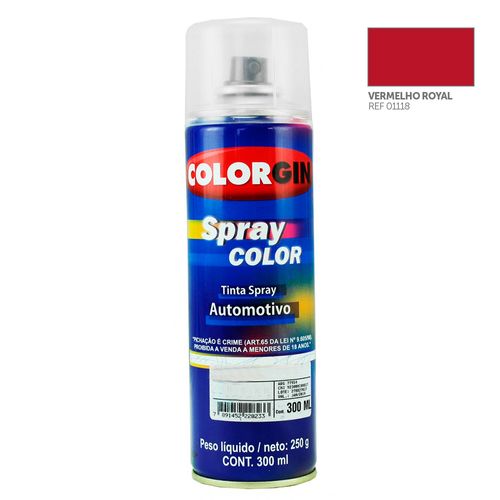Tinta Spray Automotiva Colorgin Vermelho Royal 300mL