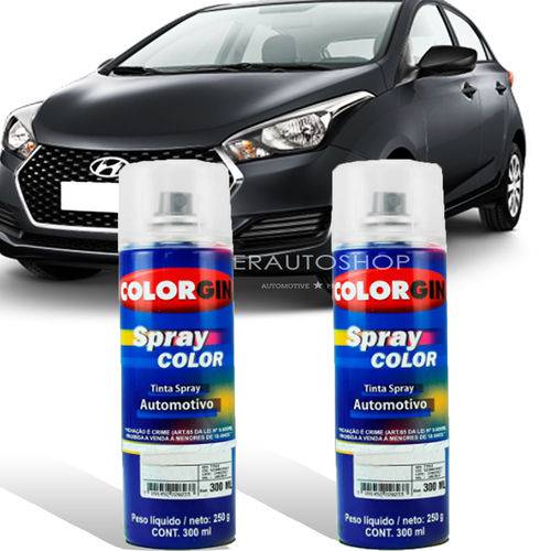 Tinta Spray Automotiva Preto Onix Hb20 Hyundai + Verniz
