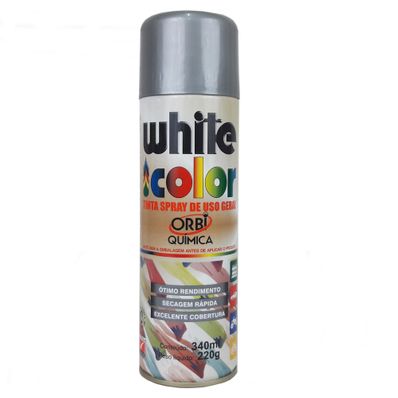 Tinta Spray de Uso Geral White Color Alumínio Orbi Química 340ml / 220g