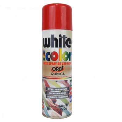 Tinta Spray de Uso Geral White Color Vermelho Orbi Química 340ml / 220g