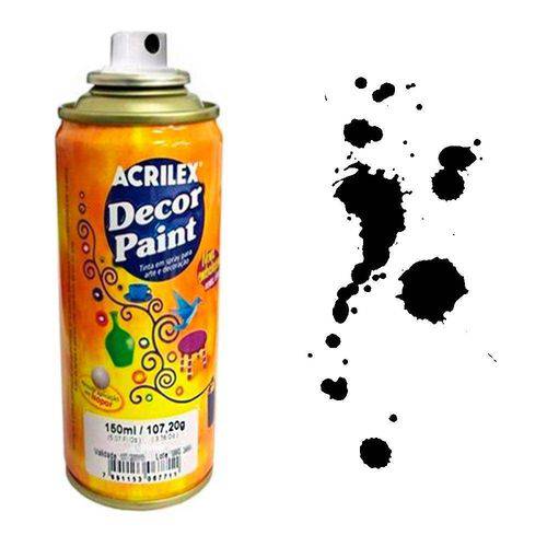 Tinta Spray Decor Paint Acrilex 150 Ml Preto - 520