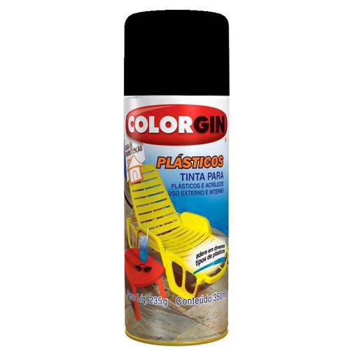 Tinta Spray Plástico Colorgin 350 Ml Preto Fosco - 1511