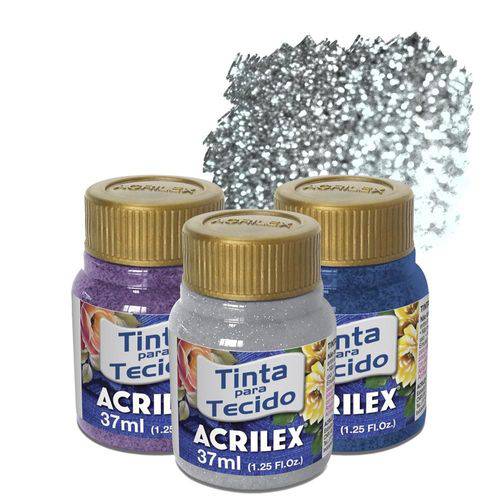 Tinta Tecido Glitter - 37ml - Cristal - 209 - Acrilex