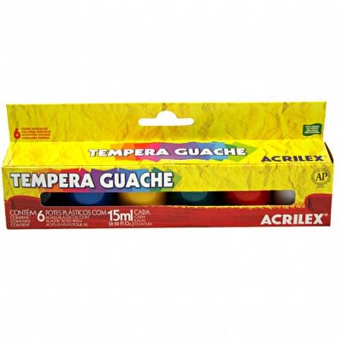 Tinta Tempera Guache 15ml C/6 Cores Acrilex