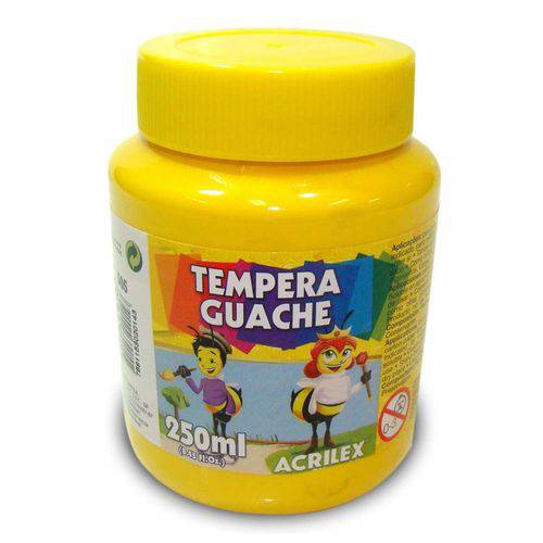 Tinta Tempera Guache Amarelo 250ml - Acrilex