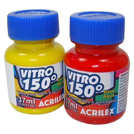 Tinta Vitro 150º para Vidros e Cerâmica 37ml - Acrilex 505 - Amarelo Ouro
