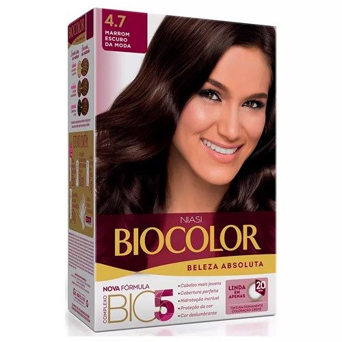 Tintura Biocolor Coloração Creme Marrom Escuro 4.7 Mini Kit