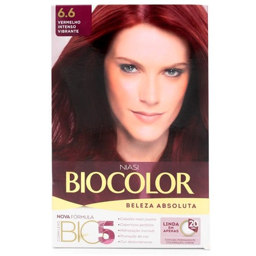 Tintura Biocolor Coloração Creme Vermelho Intenso 6.6 Mini Kit