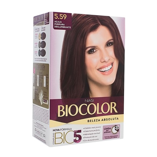 Tintura Creme Biocolor Beleza Absoluta Niasi Acaju Púrpura Deslumbrante 5.59 Kit