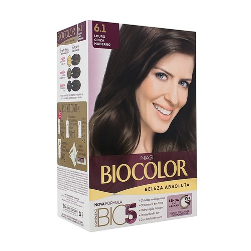 Tintura Creme Biocolor Beleza Absoluta Niasi Louro Cinza Moderno 6.1 Kit
