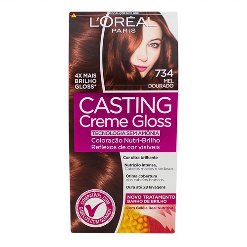 Tintura Creme Casting Creme Gloss L'oréal Mel Dourado 734 Kit